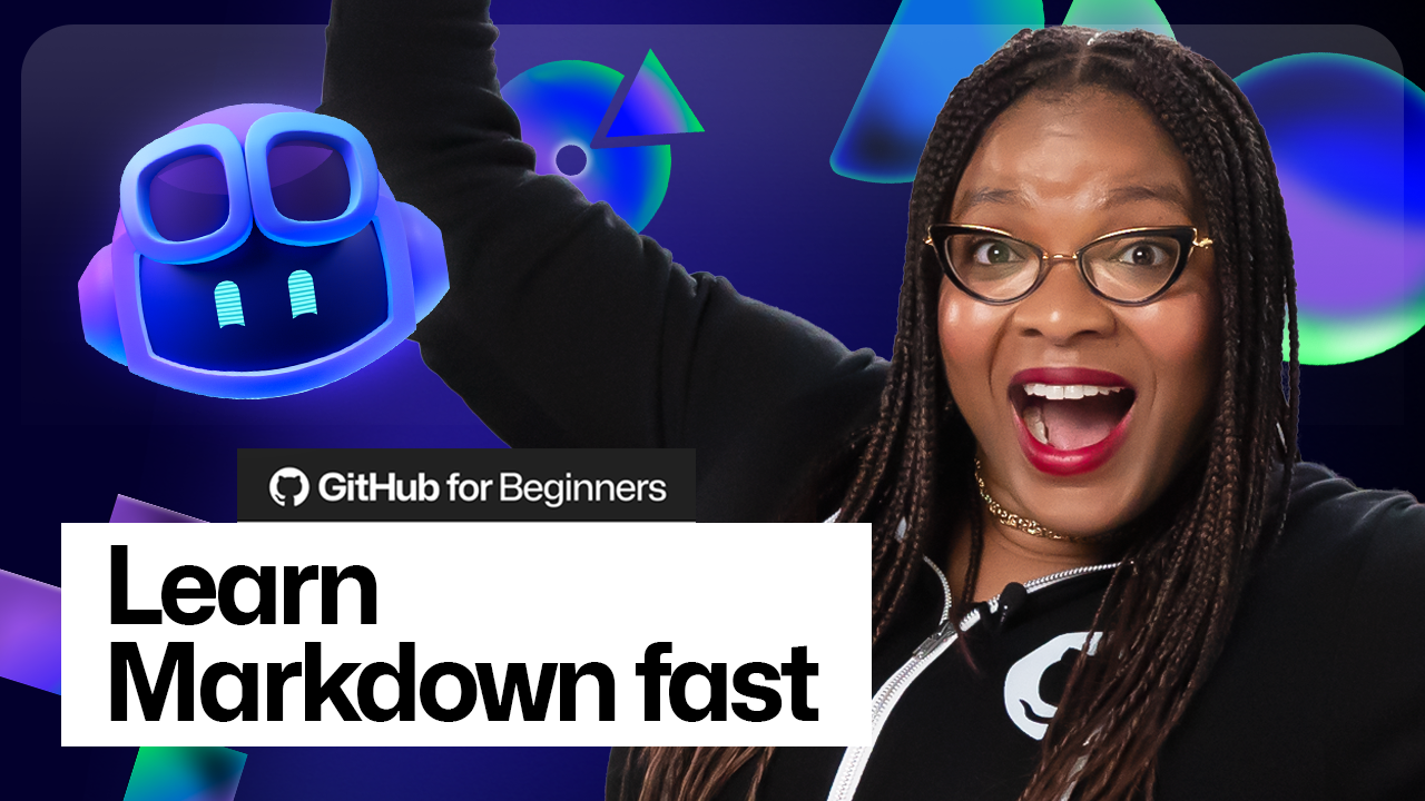Decorative header image with the words 'Learn Markdown fast'