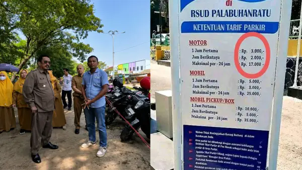 Bupati Sukabumi Asep Japar saat sidak parkir di kawasan RSUD Palabuhanratu | Foto : Istimewa